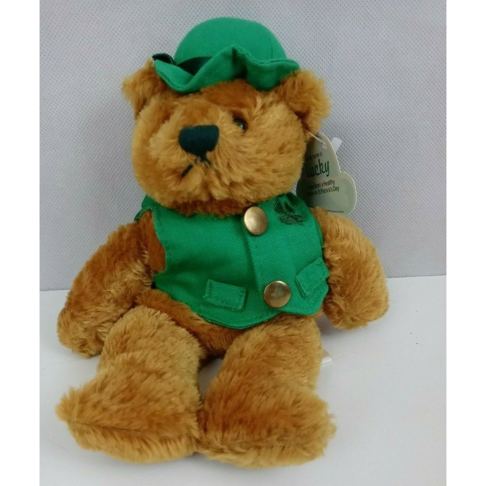 New March of Dimes Bean Bags For Babies Irish Teddy Bear "Lucky"  Plush 8" Tall